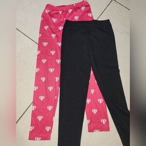 Pink Heart and Black Leggings Set